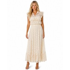 Vintage Gunne Sax by Jessica Cream Floral Lace Ruffle Maxi Dress Womens 0 Boho
