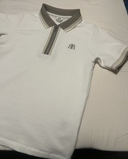 Boys River Island White 1/2 Zip Collared Polo Shirt