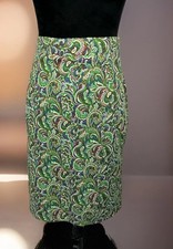 Maeve Anthropologie Green Paisley Straight Pencil Skirt Size Medium
