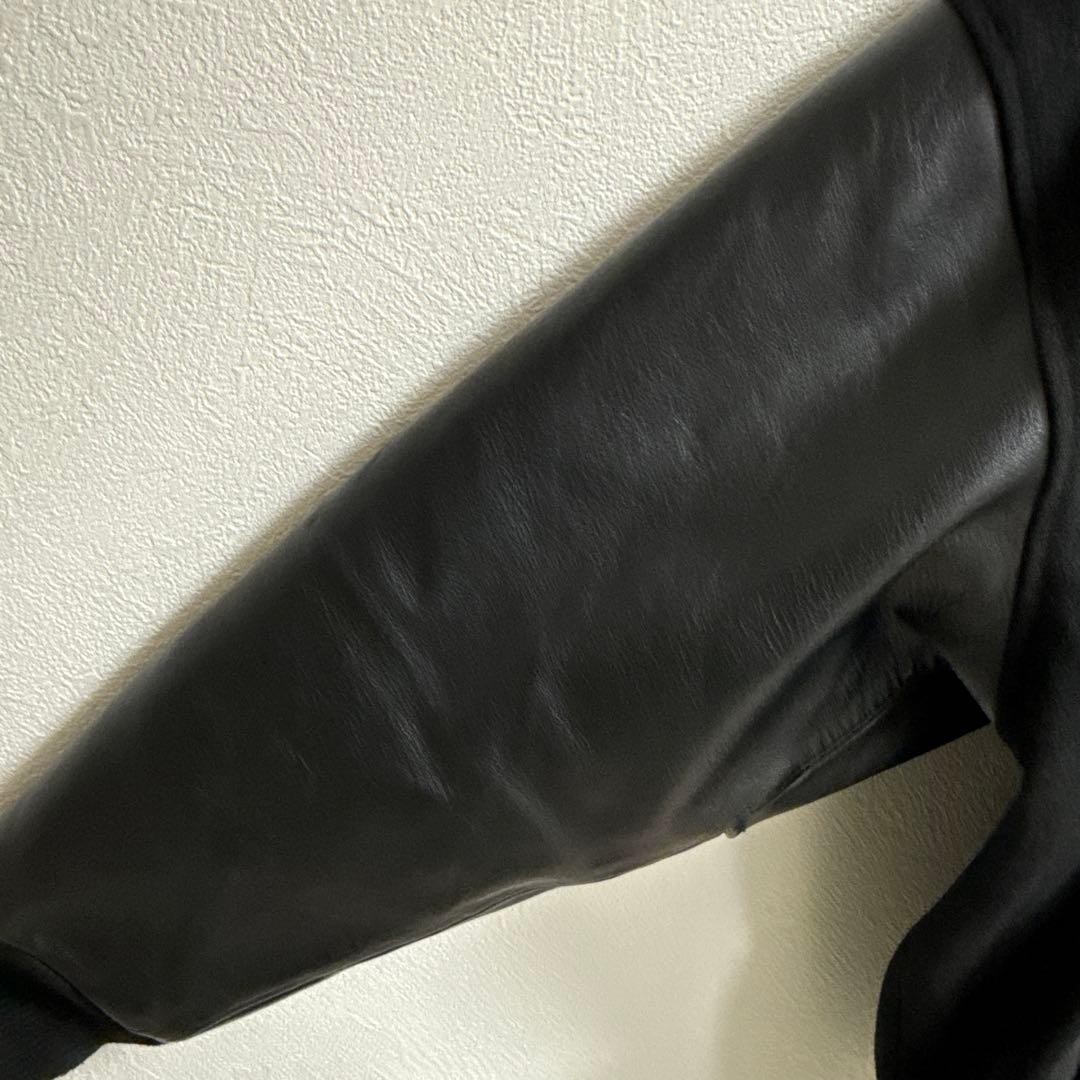 Stadium Jacket Black Wool Leather - image 4