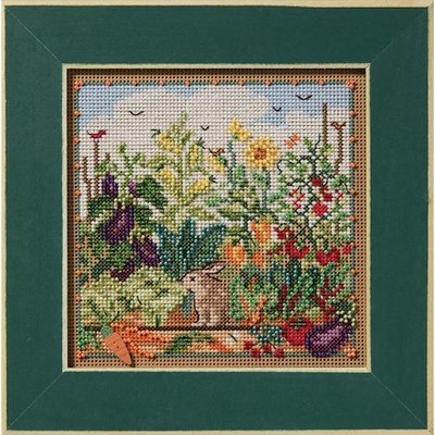 Mill Hill Knöpfe & Perlen 14 kt Kreuzstich-Set 5''x5'' - Hase Garten
