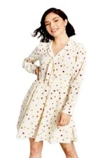 NWT ModCloth Pleasant Confidence Tie-Neck Dress in Ivory/Multi Dot Plus Size 18