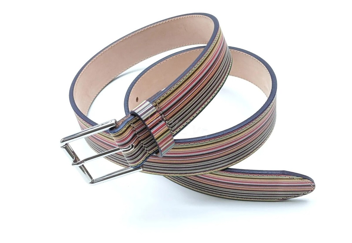 Paul Smith Belt BNWT Signature Multi Stripe Leather belt RRP