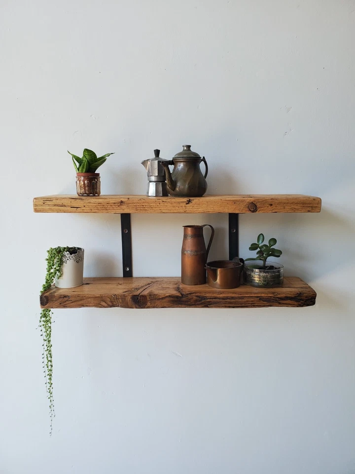 Coppia di Mensole in Legno Massello di Recupero - Lunghezza Personalizzabile - Image 3 of 4