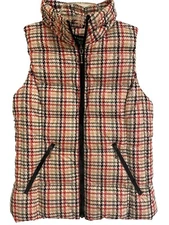 NWT My Anorak SMALL Down Puffer Vest Women Plaid Vest Zip Packable Winter