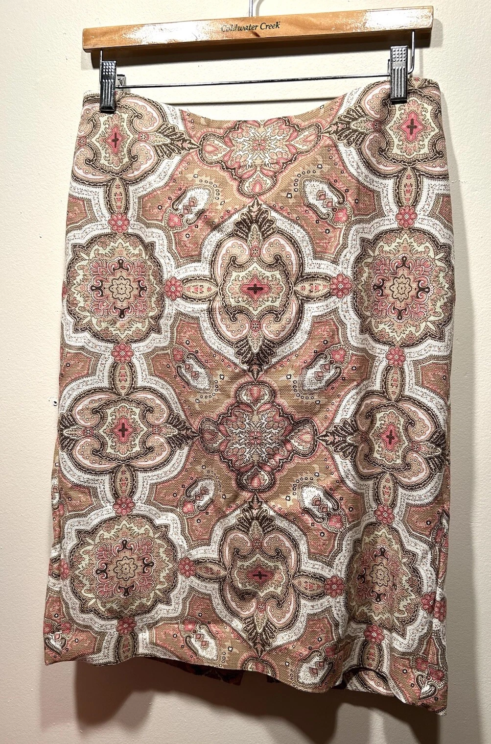 Talbots Pencil Skirt Cotton Blend Size 8 M White Tan