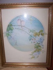 Chinese 20th C. Birds and Floral Silk Painting, Signed 'J. Cheng'