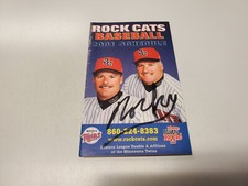 JS15 New Britain Rock Cats 2001 Minor Baseball Pocket Schedule w ROCKY Autograph