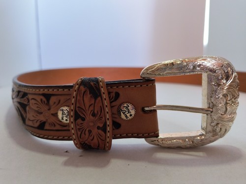 TONY LAMA BELT 42 Mens BEADED Hand Tooled LEATHER COWBOY WESTERN C40464 Vintage - Picture 7 of 12
