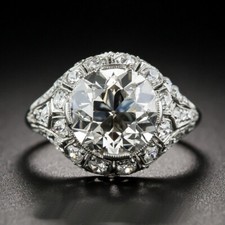 3.35Ct White Round Cut CZ Vintage Style Engagement Ring In 925 Sterling Silver