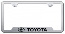 Toyota Logo Brushed Stainless Notched License Plate Frame Official Licensed