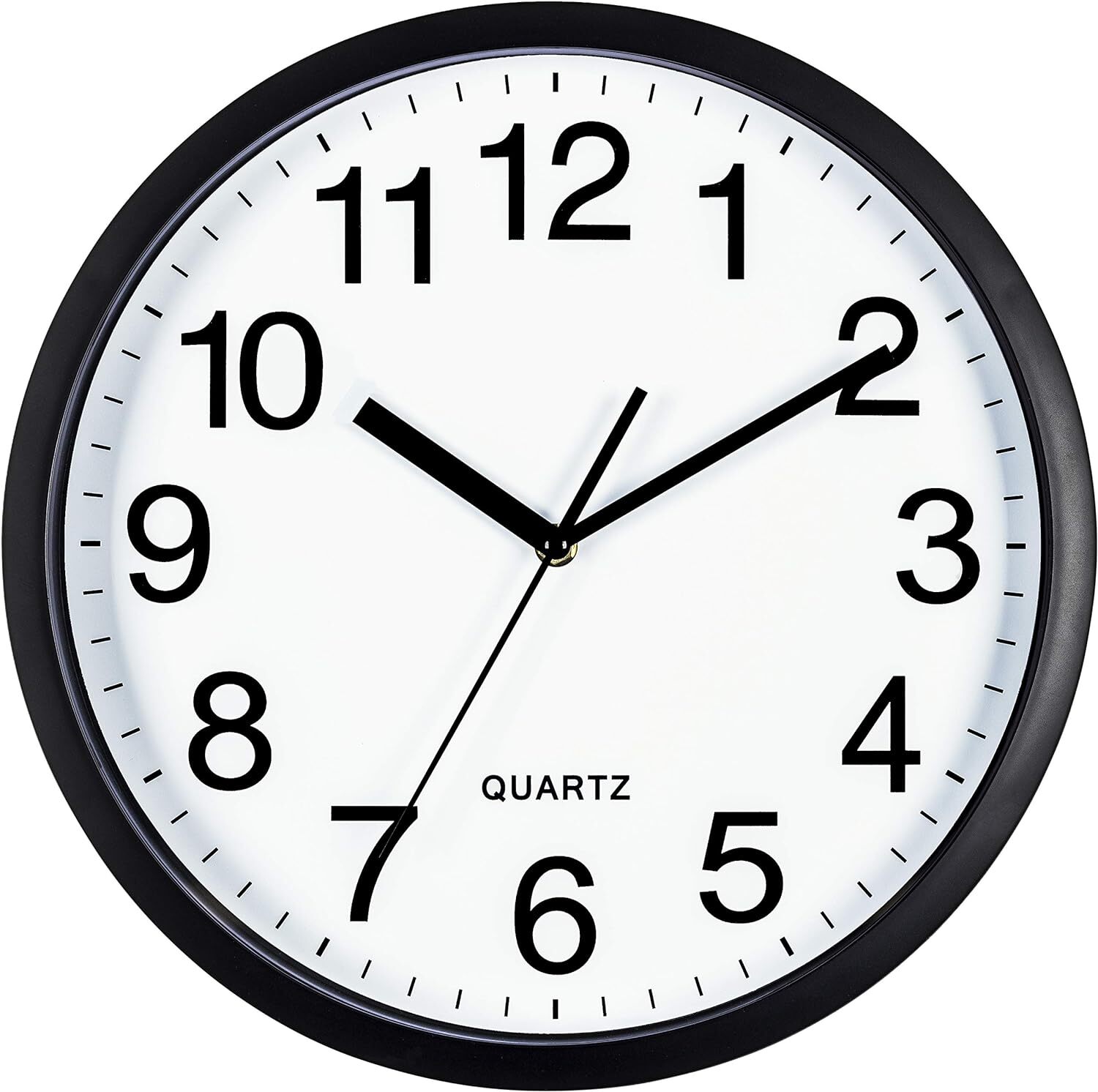 Bernhard Products Black Wall Clock Silent Non Ticking 10 Inch Bold Quality