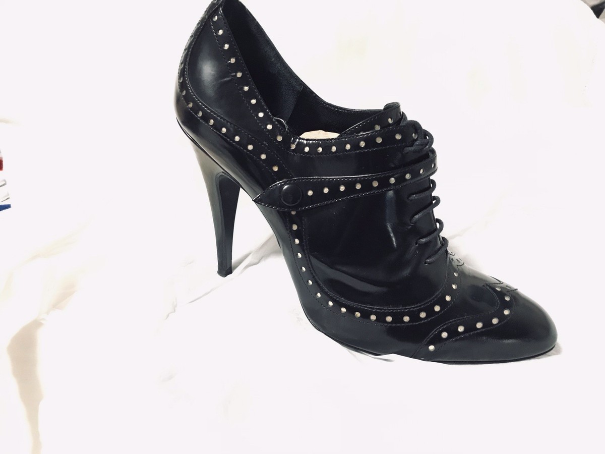 Giorgio Armani Black Leather Oxford Lace Up High Heel Size  display picture 2