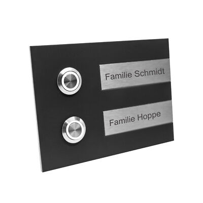 Edelstahl Zweifamilienhaus Klingel Hamburg 140x100x4 mm Namensschild wechselbar