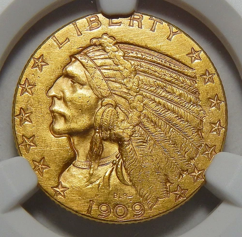 1909-O NGC MS60 $5 INDIAN HEAD GOLD