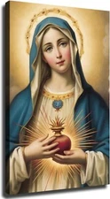 Virgin Mary Blessed Mother Immaculate Heart Of Mary Decorative Painting Art