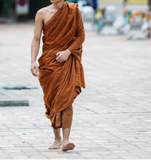 100 Organic Cotton Theravada Buddhist monk robe,Puja Sivura Brown Thai Cotton