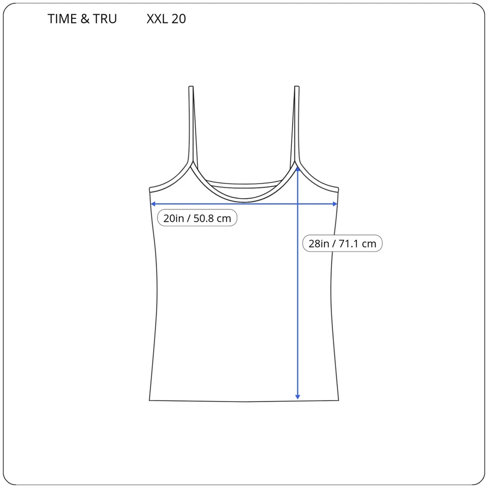 Top Time Tru para mujer XXL 20 Plus camisola ajustable espagueti mezcla de algodón azul Foto 2 de 4