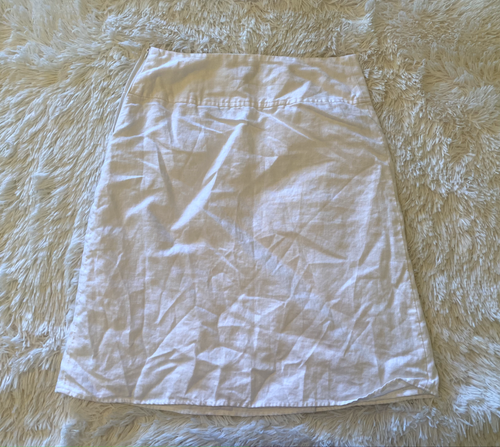 H&M Skirt Women's 8 Midi White Linen Lined Wrap Skirt Side Zip - Picture 2 of 4
