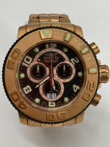 Invicta Men's Sea Hunter Swiss Chrono Black Dial Rose Gold Steel Watch 10764 - Picture 2 of 7