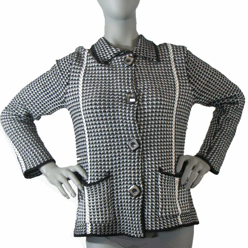 Cárdigan de punto de algodón blanco y negro talla Willow: chaqueta suéter top como nuevo Foto 2 de 4