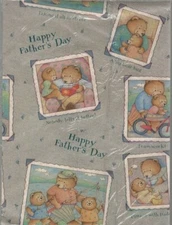 Happy Father's Day Gift Wrap, Teddy Bear Wrapping Paper, Dad Kids, Vintage Retro