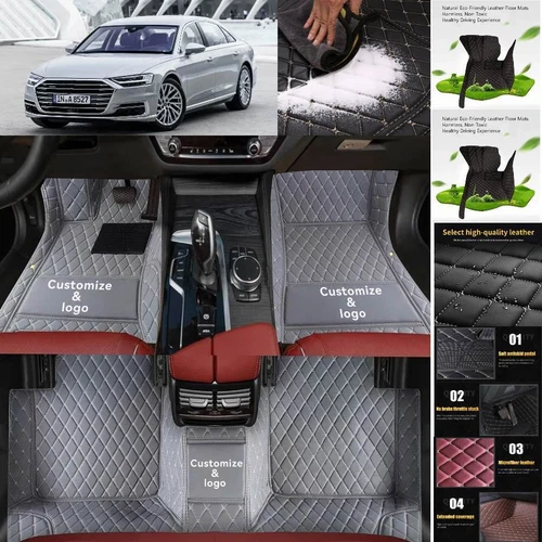 For Audi A8/A8L Car Floor Mats Custom All Weather Waterproof Anti-Slip Carpets - Picture 10 of 32