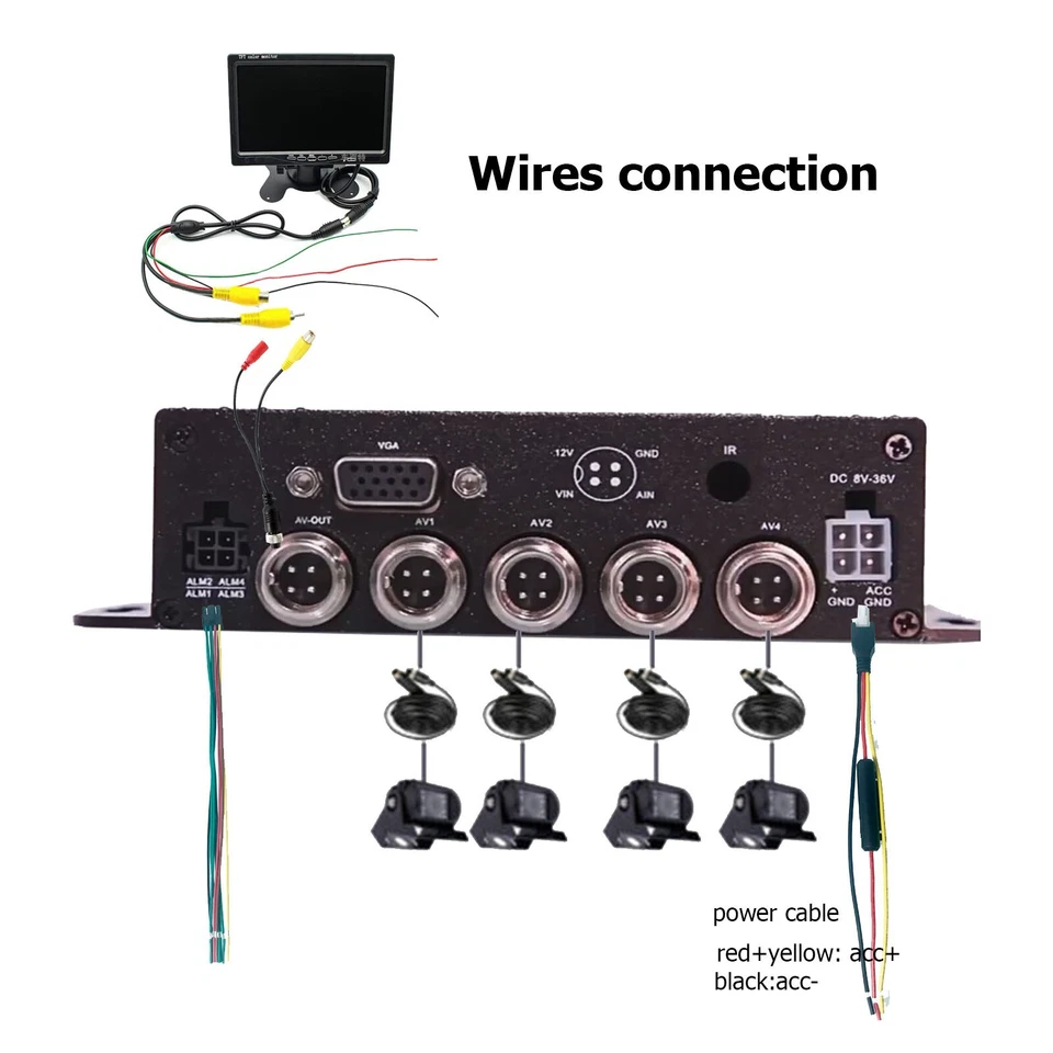 256G sd MDVR 4x 1080P IR Cameras 7" Monitor for Truck Caravan Surveillance - Image 3 of 4