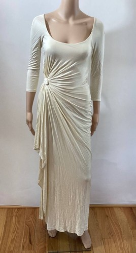 VESTIDO GIANNI VERSACE ss/1995 RUNWAY ALTO HENDIDURA MARFIL TALLA IT 40 - Imagen 4 de 10
