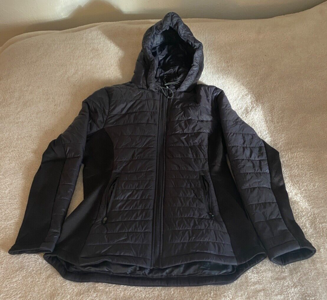 Mondetta Outdoor Project Women's Black Mixed Media Puffer Jacket Coat