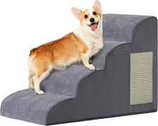Dog Stairs for Small Dogs, 4-Step Dog Ramp for Bed 19.7" H, Dogs Steps for Bed,