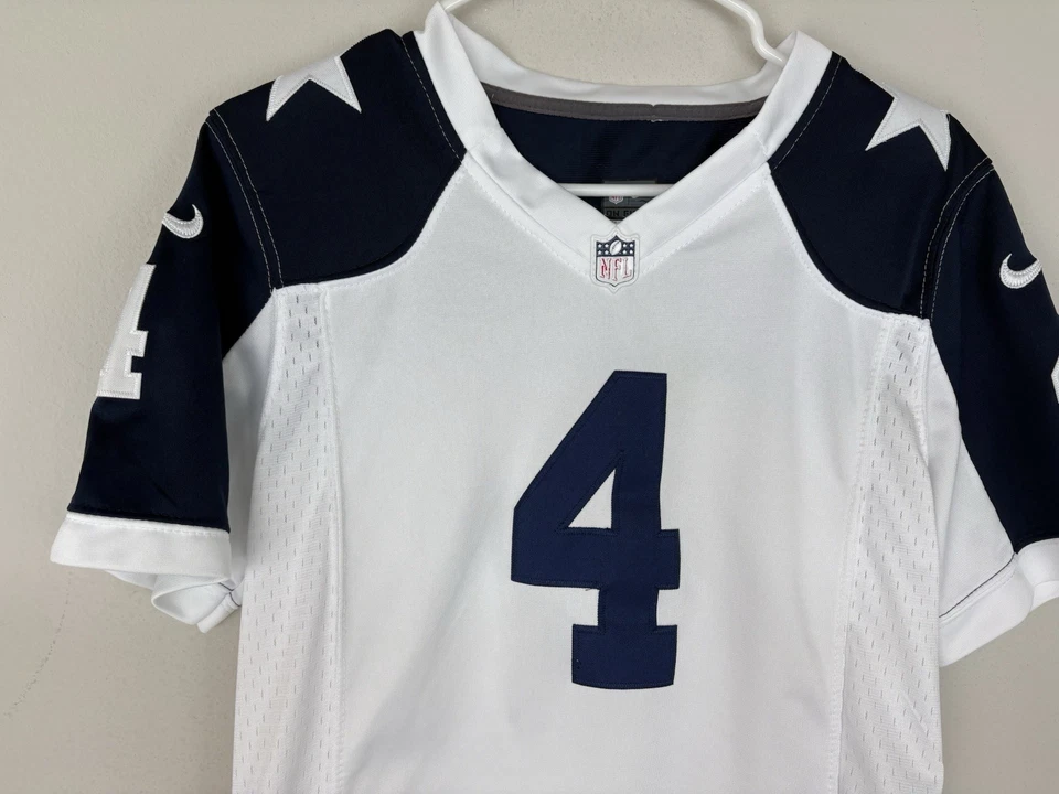 Camiseta de fútbol para mujer Nike On Field Dallas Cowboys Dak Prescott 4 blanca mediana Foto 3 de 4