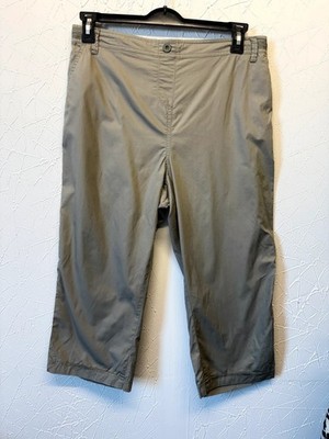 Bonmarche Womens Crop Trousers  stone Cotton Elastic Waist Size 16 2071