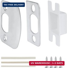 Door Latch Strike Plate, Stainless Steel Door Lock Plate Repair Kit with Spacer