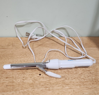Windmere 3/4in Mini Curling Iron Cool Tip Clamp Indicator Light 48W White Tested