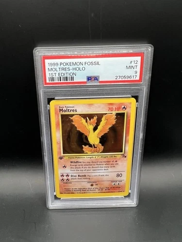 1999 Pokemon Fossil #12 Moltres Holo 1st Edition PSA 9