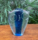 VTG Galliano Ferro Murano Italy Sommero Art Glass Owl Figurine - Vibrant Blue