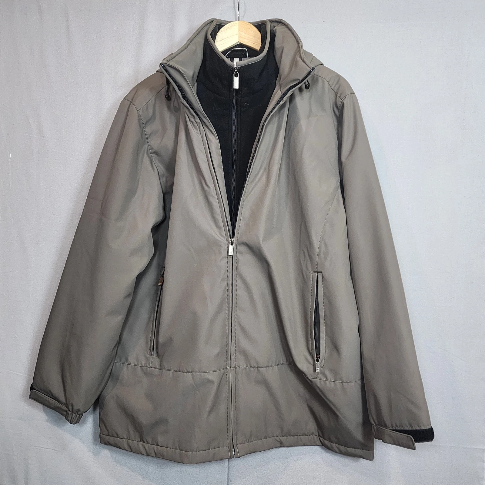 Weatherproof Men's Ultra Tech Men's Jacket Fleece Bib Removable Hood Sz L