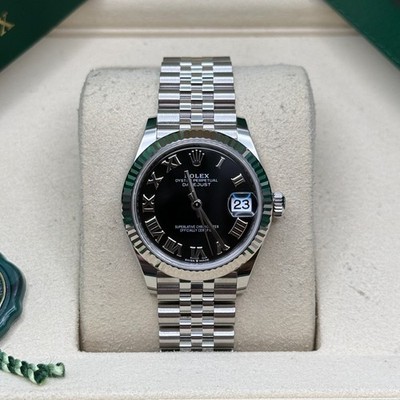 Rolex Datejust 31 NEW 2026 Black Roman Dial Stainless Steel Fluted Bezel Jubilee