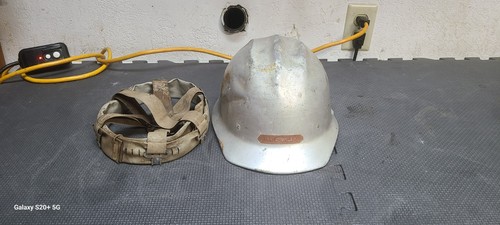 Vintage E. D. Bullard Aluminum Hard Hat Very Used With Liner And Extra Character