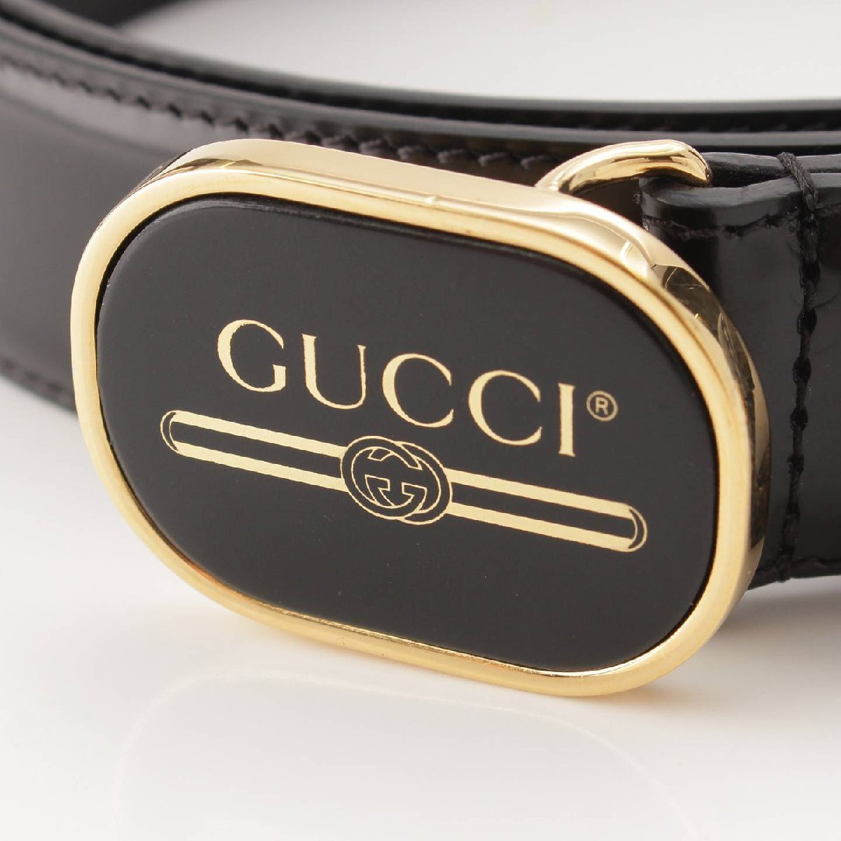 Gucci Gucci Men s Leather Logo Plate Belt 547754 Black 95 38 Used 