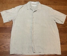 Vintage Perry Ellis 100% Silk Shirt - Men’s Size XL Floral Beige Trip Vacation