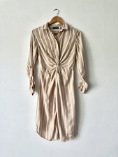 Mint Velvet Striped Beige Shirt Midi Dress Size 6