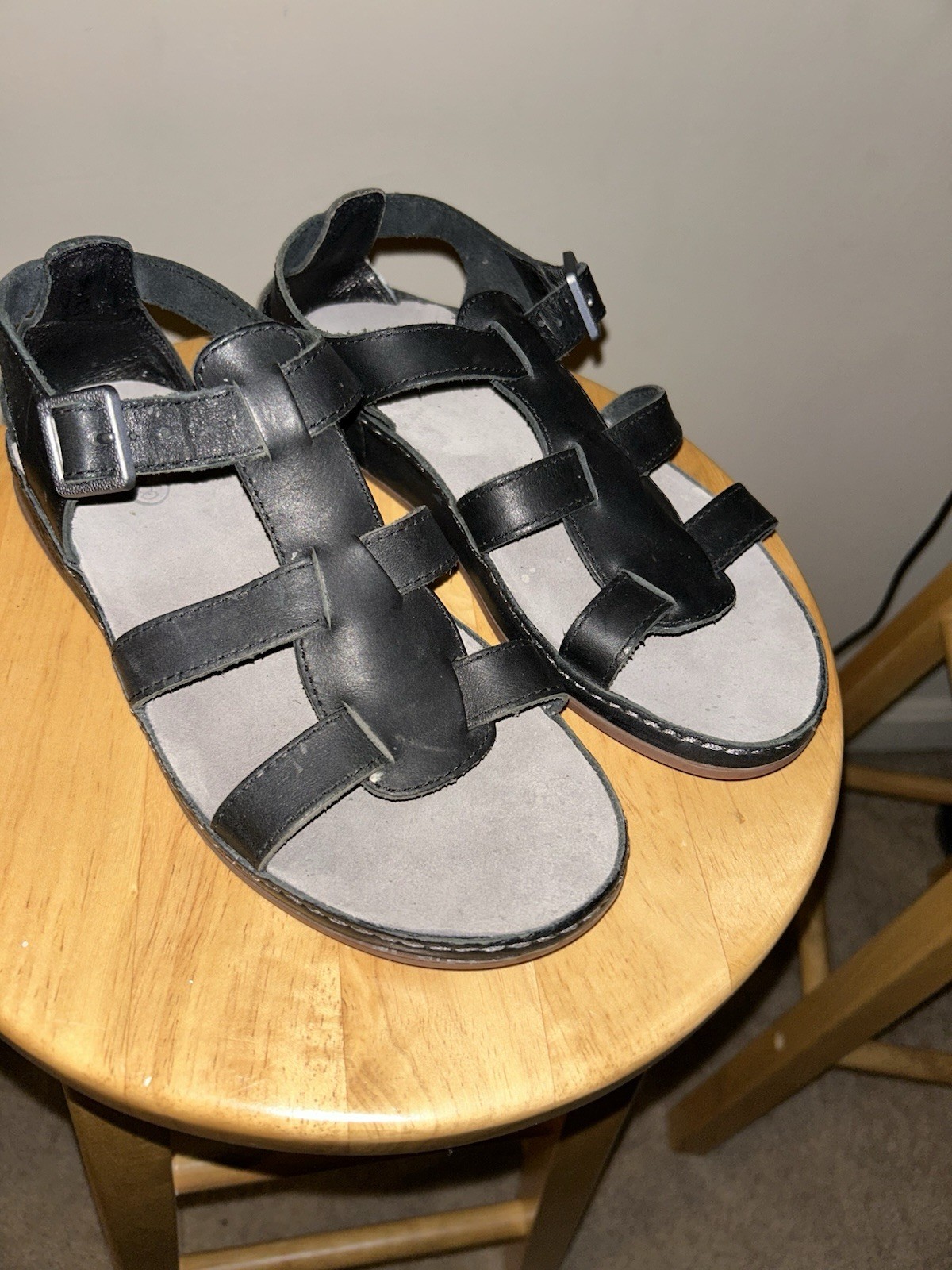 APL Sandali Chaco Pinecone donna US 6 EUR 37 fibbia pelle nera indossati una volta