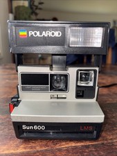 Vintage Polaroid Sun 600 LMS Vintage Instant Camera Black Silver WORKS