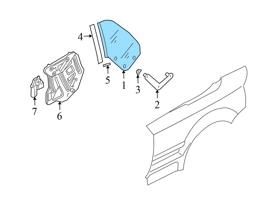 AUDI A4 QUATTRO 2003-2009 - TRASERO IZQUIERDO convertible cuarto ventana cristal Foto 2 de 4