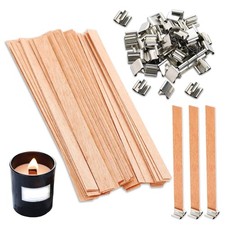 Holzkerzendocht 20 Stück 13x130mm mit Klammern für DIY Kerzen