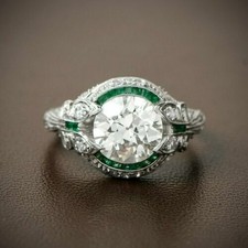Art Deco 2.20Ct White Diamond Antique Vintage Wedding Ring 925 Sterling Silver