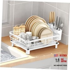 Dish Drying Rack with Drainboard for Kitchen Countertop 1-Tier  1 Tier White