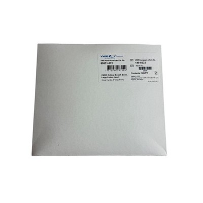 VWR 89031-272 Critical Swab Large Cotton Head 6'' Wood Handle Made in USA 500 Pcs